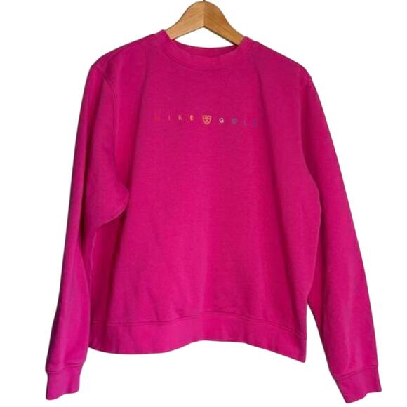 Nike Golf Women’s Medium Pink Crewneck Sweatshirt Pullover Logo Sweater - Picture 1 of 5